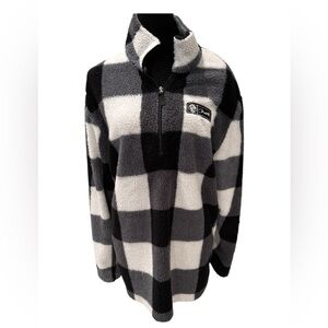 Corvette‎ Fleece pullovr Plaid Zip-Up Sweater in Black/White womens/mens large